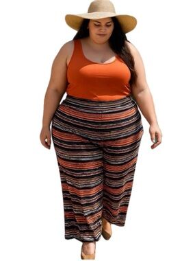 SWAK Multi Colored Wide Leg Plus Size Palazzo Pant NWOT